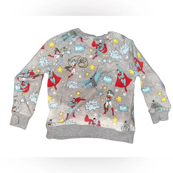 Little Sleepies Gray Superhero Print Kids Sweatshirt with Red and Yellow Accents - Picture 2 of 5